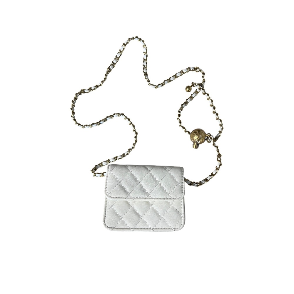 Quilted Mini Crossbody Bag Womens Small White Adjustable Chain